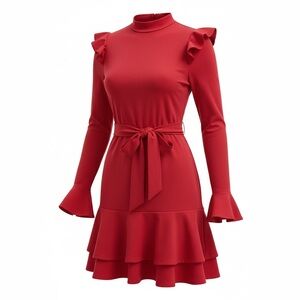 CBR Red Ruffle Backless Dress